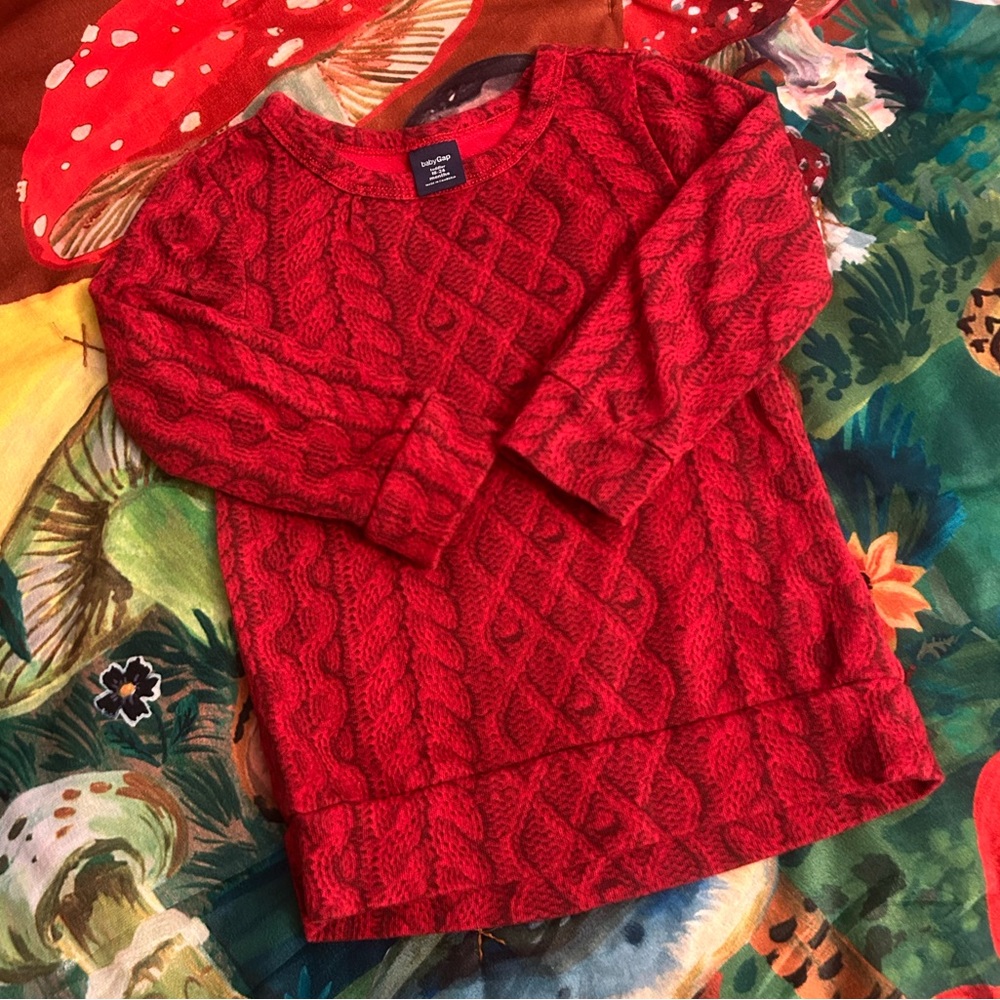Gap Faux Cable Knit Sweater in Red Size 18-24 Months